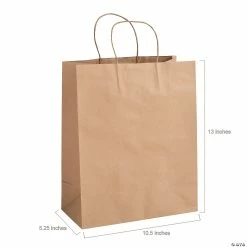 Cheap 🔥 Bulk Kraft Paper Gift Bags - 60 Pc. 🔔 -Cheap Birthday Party Favors Store 10 1 2 x 13 bulk large kraft paper gift bags 60 pc 14123684 a01