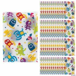 New 🎁 12 1/2" x 17" Bulk Cute Monster Plastic Goody Bags – 50 Pc. 🔔