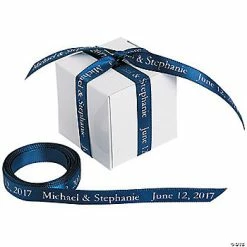 Budget 👍 3/8" - Navy Personalized Ribbon - 25 ft. 👍
