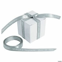 Cheap 🥰 3/8" - Silver Personalized Ribbon - 25 ft. 🔥
