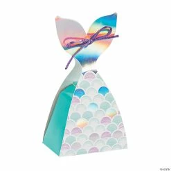 Outlet 😉 Mermaid Sparkle Tail Iridescent Favor Boxes - 12 Pc. ⌛ -Cheap Birthday Party Favors Store 13830578