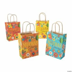 Cheapest ✨ Medium Fiesta Muchas Gracias Paper Gift Bags - 12 Pc. 🔔 -Cheap Birthday Party Favors Store 13832726