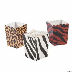Cheapest 🛒 Mini Animal Print Popcorn Boxes - 24 Pc. 😍 -Cheap Birthday Party Favors Store 13936857