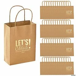 Deals 😉 Medium Personalized Kraft Paper Party Print Gift Bags - 48 Pc. 😀