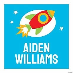 Flash Sale ✔️ Personalized Space Rocket Stickers - 24 Pc. ✨
