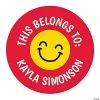Hot Sale 😉 Personalized Smile Face This Belongs To Stickers - 24 Pc. 🎉 -Cheap Birthday Party Favors Store 13979746