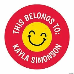 Hot Sale 😉 Personalized Smile Face This Belongs To Stickers - 24 Pc. 🎉