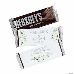 Coupon 🤩 Personalized White Floral 🍬 Candy Bar Labels - 12 Pc. ⌛