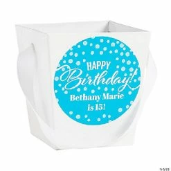 Discount ⭐ Personalized White Happy 🎂 Birthday Buckets - 12 Pc. 🎉