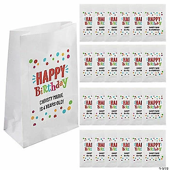 Brand new π 3 1/2" x 6 1/2" Personalized Mini Happy π₯³ Birthday Treat Bags - 24 Pc. π 3 Brand new π 3 1/2" x 6 1/2" Personalized Mini Happy π₯³ Birthday Treat Bags - 24 Pc. π