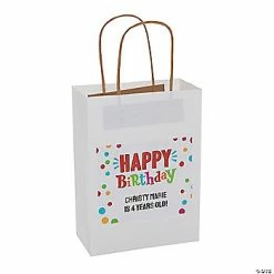 Buy ❤️ Personalized Medium Happy 🥳 Birthday Kraft Paper Bags - 12 Pc. ✔️