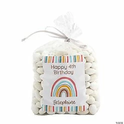 Budget 🔔 5 1/2" x 11" Personalized Boho Rainbow Cellophane Bags - 50 Pc. 👍