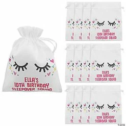 Budget ❤️ 8" x 10" Personalized Medium Sleepover Satin Drawstring Bags – 12 Pc. 🎉