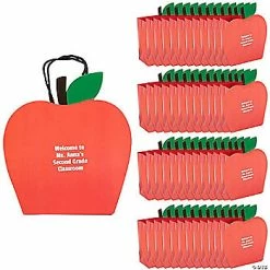 Cheap 💯 6 1/2" x 7 1/4" Personalized Medium Apple-Shaped Gift Bags – 48 Pc. 👍