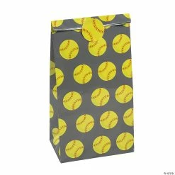 Outlet ⭐ 5" x 10" 🥎 Softball Paper Treat Bags - 48 Pc. 🌟 -Cheap Birthday Party Favors Store 5 x 10 softball paper treat bags 48 pc 14104724 a02