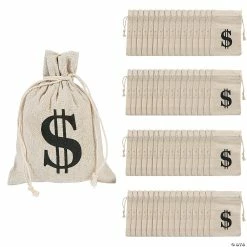 Buy ✨ 5" x 7" Bulk Large Money Burlap Drawstring Bags - 60 Pc. 🛒