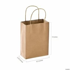 Brand new ⭐ Bulk Kraft Paper Gift Bags - 60 Pc. 👏 -Cheap Birthday Party Favors Store 6 1 2 x 9 bulk medium kraft paper gift bags 60 pc 14123685 a01
