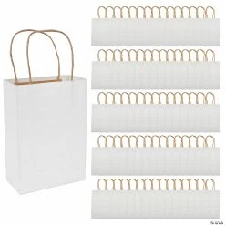 Hot Sale π 6 1/2" x 9" Bulk Medium White Kraft Paper Bags - 60 Pc. π