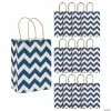 Promo 😀 6 1/2" x 9" Medium Chevron Kraft Paper Gift Bags - 12 Pc. 🔥 -Cheap Birthday Party Favors Store 6 1 2 x 9 medium blue chevron kraft paper gift bags 12 pc 13676356