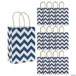 Promo π 6 1/2" x 9" Medium Chevron Kraft Paper Gift Bags - 12 Pc. π₯