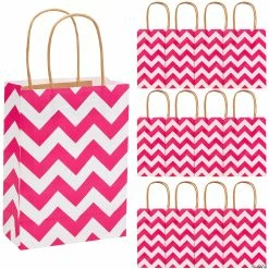 Cheapest 🔥 6 1/2" x 9" Medium Chevron Kraft Paper Gift Bags - 12 Pc. ⭐