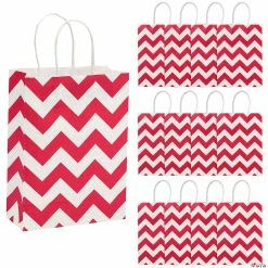 Top 10 π 6 1/2" x 9" Medium Chevron Kraft Paper Gift Bags - 12 Pc. π