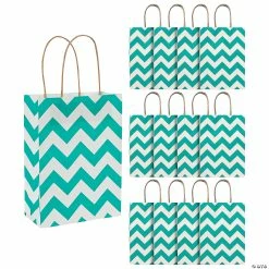 Best deal π 6 1/2" x 9" Medium Chevron Kraft Paper Gift Bags - 12 Pc. π