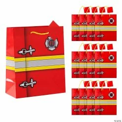 Brand new 🎉 7 1/4" x 9" Medium Firefighter Party Paper Gift Bags with Tags - 12 Pc. 😀