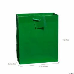 Hot Sale ❤️ 5 1/2" - 13" Green Paper Gift Bags with Tag - 12 Pc. 🛒 -Cheap Birthday Party Favors Store 7 1 4 x 9 medium green paper gift bags with tag 12 pc 14152018 a01