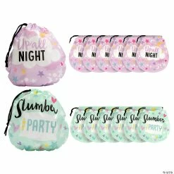 Deals 👍 7 3/4" x 8 1/2" Slumber Party Favor Plastic Drawstring Bags - 12 Pc. ❤️