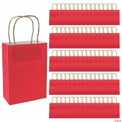 Flash Sale 🎉 7" x 13 1/4" Bulk Medium Red Kraft Paper Gift Bags - 60 Pc. ⭐
