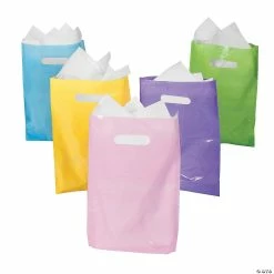 Flash Sale 🌟 Solid Color Plastic Goody Bags - 50 Pc. ⌛ -Cheap Birthday Party Favors Store 8 1 2 x 12 plastic pastel goody bags 50 pc 13723573 a02
