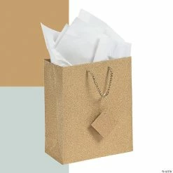 Cheapest 😀 Medium Glitter Gift Bags with Tags - 12 Pc. 🎉