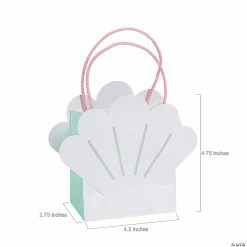 New 🌟 Mermaid Shell Paper Gift Bags - 12 Pc. 🌟 -Cheap Birthday Party Favors Store mermaid shell paper gift bags 12 pc 13829910 a01