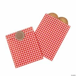 Best deal β€οΈ Red Gingham Treat Bags With Stickers - 12 Pc. π₯