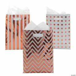 New ✨ Metallic Goody Bags - 24 Pc. ✔️ -Cheap Birthday Party Favors Store rose gold metallic plastc goody bags 24 pc 13963431 a02